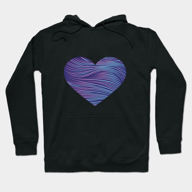 Heart in Line Shapes in Soft Purple and Teal Gradient Hoodie by azziella